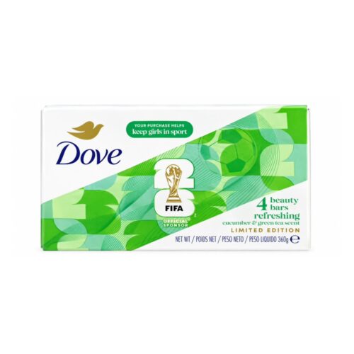 Dove 3-in-1 Refreshing Beauty Cream Bar with Cucumber and Green Tea Scent (90g x 4) 12.69Oz / 360g