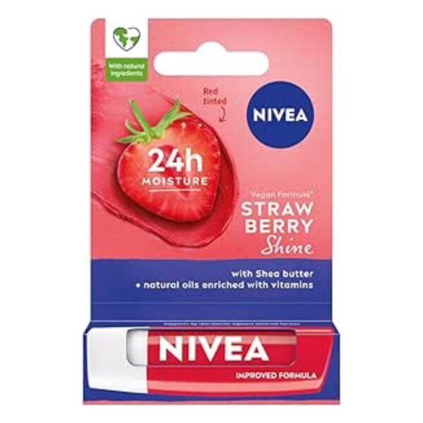 Shop For the original Nivea Lip Care, Fruity Strawberry Shine with Natural Oils 4.8g (5.5ml) in Lagos Nigeria