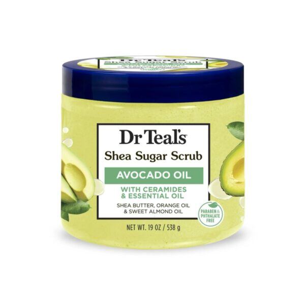 Dr Teal's Shea Sugar Body Scrub with Avocado Oil and Ceramides, 19 oz/ 538g
