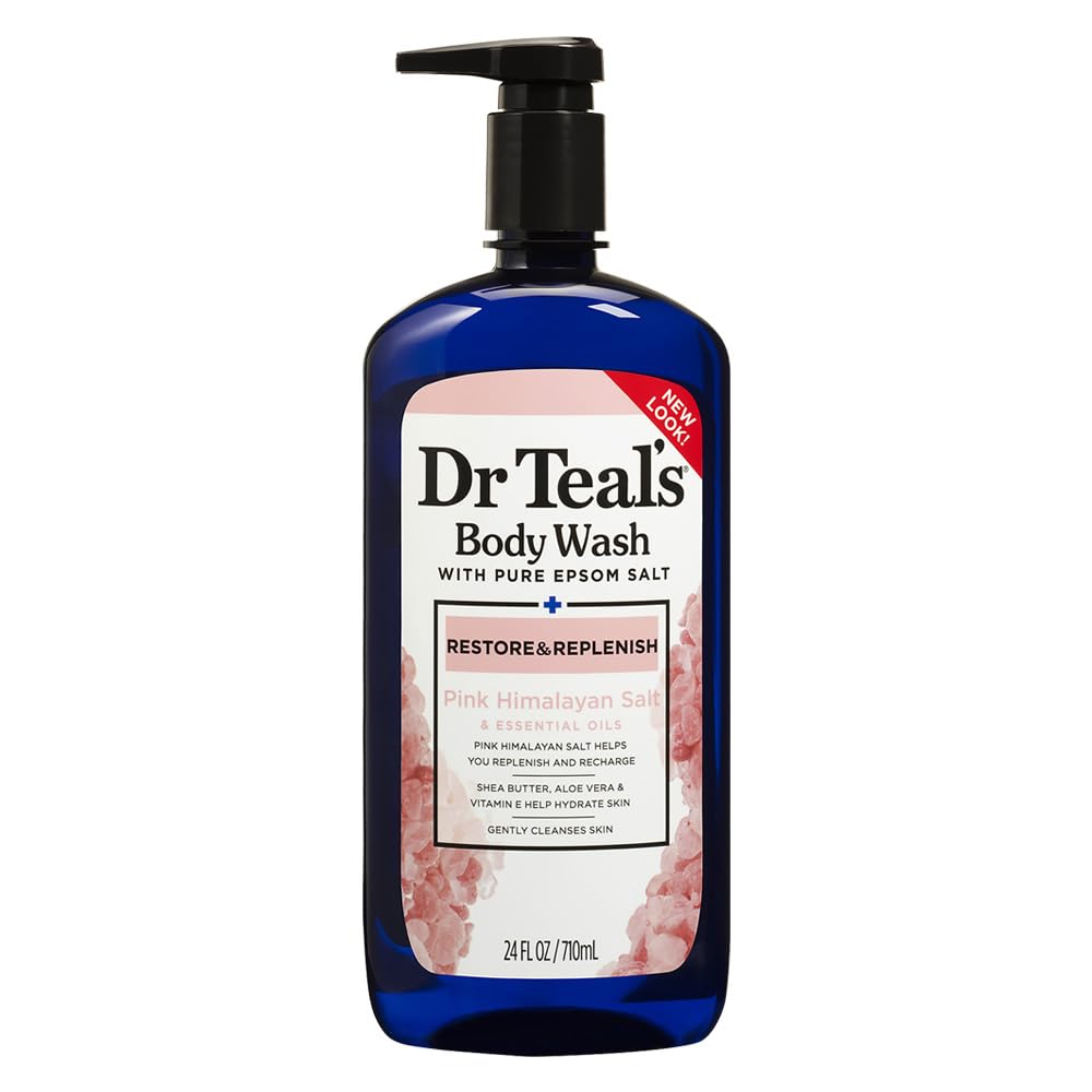 Dr Teal's Body Wash with Pure Epsom Salt + Restore & Replenish with Pink Himalayan Salt & Essential Oils 24 FL OZ / 710ml