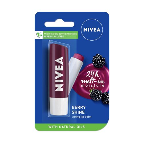 Nivea Lip Care, Fruity BlackBerry Shine with Natural Oils 4.8g (5.5ml)