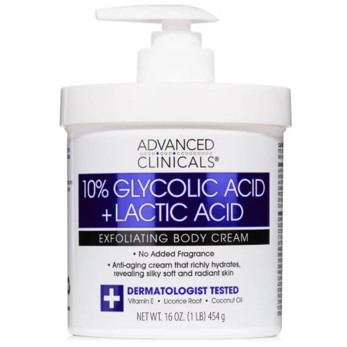 Advanced Clinicals 10% Glycolic + Lactic Acid Exfoliating Cream 16oz / 454g