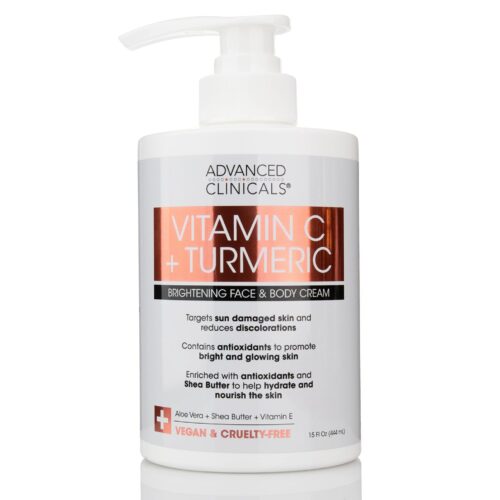 Advanced clinicals Vitamin C + Tumeric Brightening Face and Body Cream 15fl oz /444ml