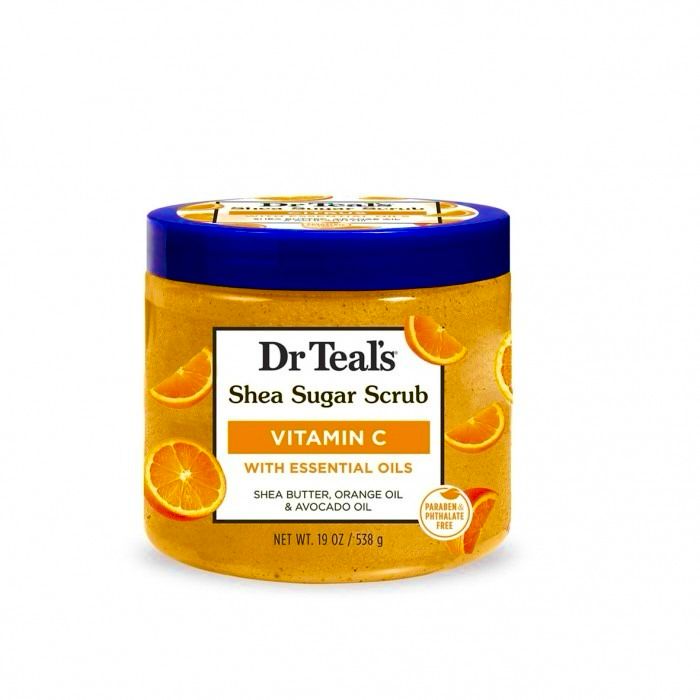 Dr Teal's Shea Sugar Scrub, Vitamin C With Shea Butter, Orange Oil & Avocado Oil 19Oz/538G