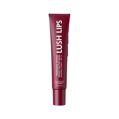 Conscious Chemist Raspberry Gummy Hydrating Peptide Glossy Butter Lip Balm SPF15 (15gm)