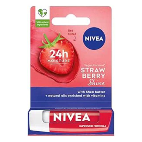 Nivea Lip Care, Fruity Strawberry Shine with Natural Oils 4.8g (5.5ml)