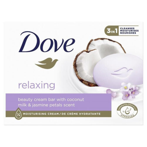 Dove 3-in-1 Relaxing Beauty Cream Bar with coconut milk & jasmine petals Scent (90g x4) 12.69oz / 360g.