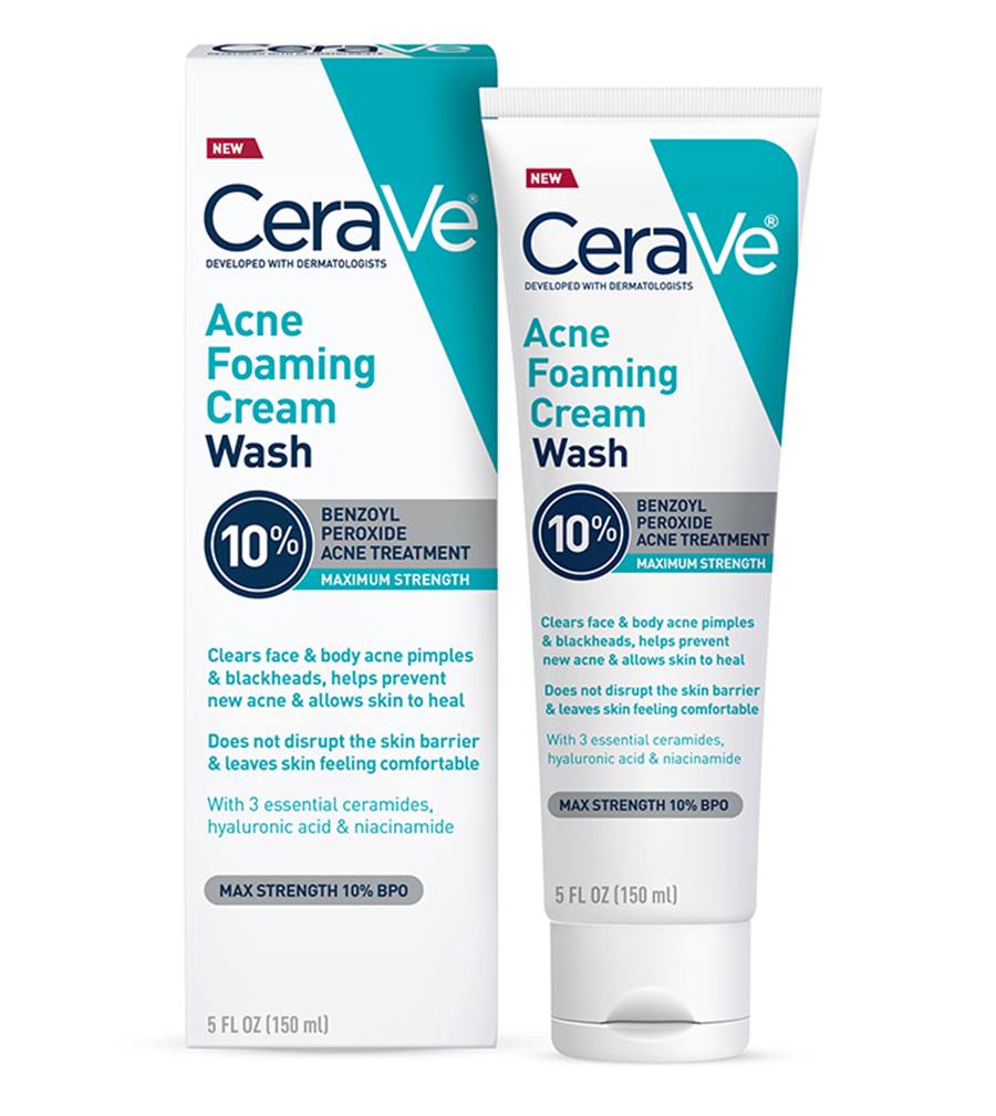 Cerave Acne Foaming Cream Wash 10% Benzoyl Peroxide Acne Treatment 5fl/150ml